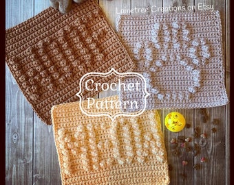 Meow, Woof, & Paw Print Dishcloth Patterns,  Crochet Dishcloth Pattern, Easy Crochet Pattern, Beginner Crochet Pattern, Crochet Pet Pattern