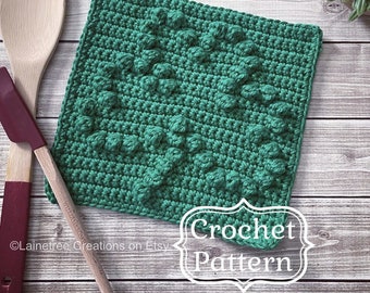 St Patricks Day SHAMROCK Dishcloth Pattern, Lucky Clover Crochet Dishcloth Pattern, Easy Crochet Pattern, Beginner Crochet Pattern, Crochet