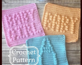 Paquete de patrones de toallitas para bebé niña, patrón de trapo de cocina fácil, descargar PDF Patrón de crochet, patrón de crochet fácil, patrón de crochet para principiantes