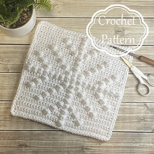 SNOWFLAKE Crochet Dishcloth Pattern-Easy Beginner Crochet Pattern, Crochet Christmas Pattern-Crochet Winter-Crochet Home Decor-Farmhouse