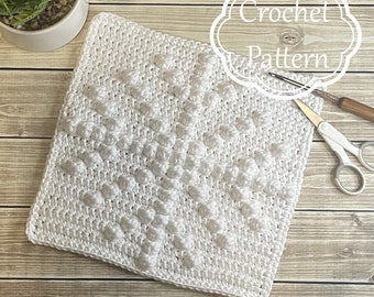 SNOWFLAKE Crochet Dishcloth Pattern-Easy Beginner Crochet Pattern, Crochet Christmas Pattern-Crochet Winter-Crochet Home Decor-Farmhouse