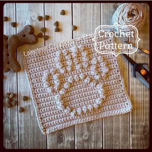 Paw Print Dishcloth Pattern,  Crochet Dishcloth Pattern, Easy Crochet Pattern, Beginner Crochet Pattern, Crochet Dog Pattern, Pet Lover