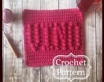 Easy Dishcloth Pattern,  PDF Download Crochet Pattern, VINO Dishcloth, Easy Crochet Pattern, Beginner Crochet Pattern, Wine Lover