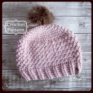 Bean Stitch Beanie Crochet Hat PATTERN, PDF Digital Download, Beginner Crochet Pattern, Easy Hat Pattern, Crochet Pattern With Photos