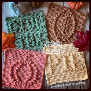 Thanksgiving Dishcloth Pattern Pack,  Crochet Dishcloth Pattern, Easy Crochet Pattern, Beginner Crochet Pattern, Crochet Autumn Pattern