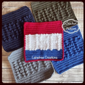 Armed Forces & USA Dishcloth Patterns,  Crochet Dishcloth Pattern, Easy Crochet Pattern, Beginner Crochet Pattern, Crochet Dog Pattern