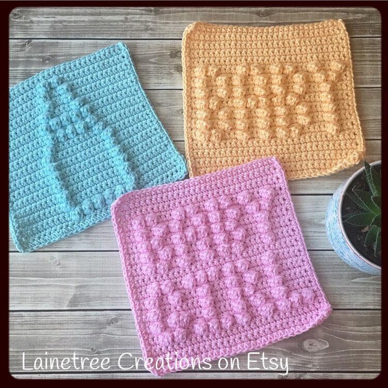 Baby Girl Washcloth Pattern Pack Easy Dishcloth Pattern PDF Etsy