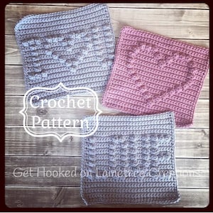 Heart, Love, and I Love You Dishcloth Patterns,  PDF Download Crochet Pattern, Easy Crochet Pattern, Beginner Crochet Pattern