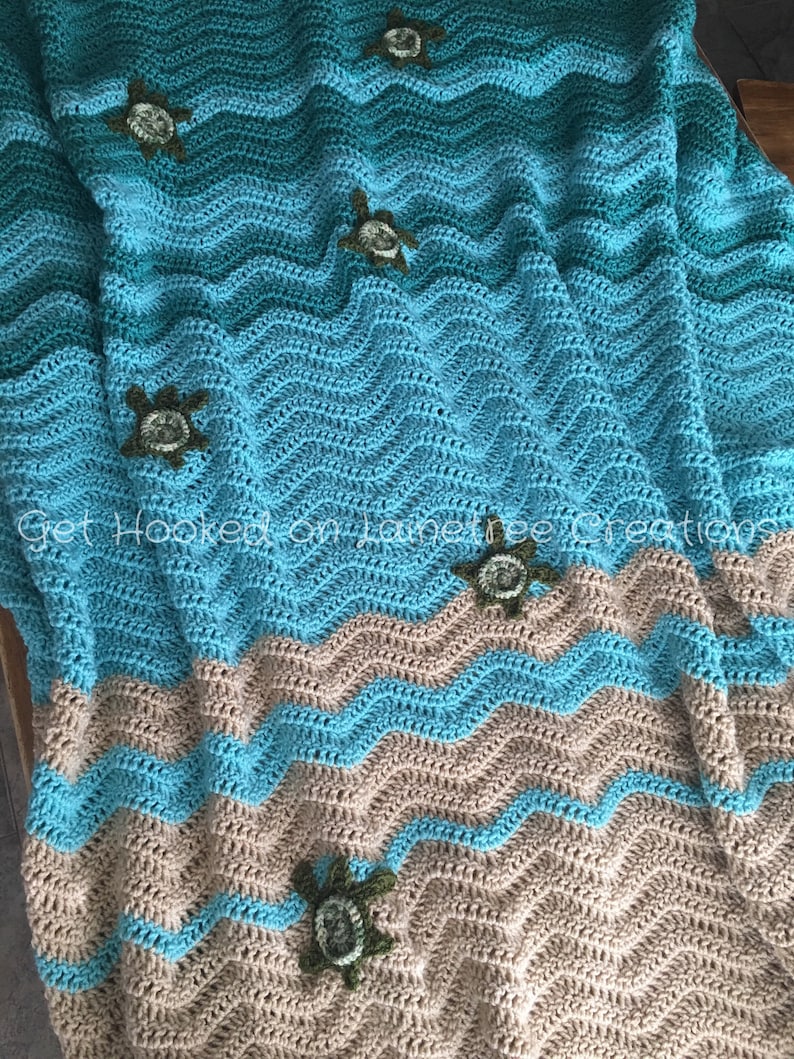 Sea Turtle Blanket, Crochet PATTERN, PDF Digital Download Sea Turtle Afghan Pattern image 2