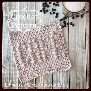 CAFÉ Dishcloth Pattern,  PDF Download Crochet Pattern, Easy Crochet Patter, Beginner Crochet Pattern, Handmade Gift, Housewarming Gift