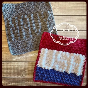 NAVY & USA Dishcloth Patterns,  Crochet Dishcloth Pattern, Easy Crochet Pattern, Beginner Crochet Pattern, Crochet Dog Pattern