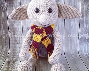 18\u201d Adorable Dobby the House Elf Hand Crocheted Harry Potter Plush Toy