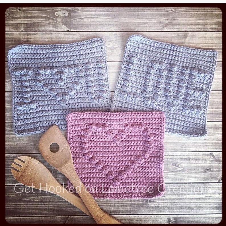 Heart Dishcloth Pattern PDF Download Crochet Pattern Easy Etsy