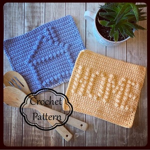 Home & House Dishcloth Patterns,  PDF Instant Download, Crochet Dishcloth Pattern, Easy Crochet Pattern, Beginner Crochet Pattern