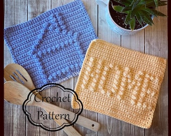 Home & House Dishcloth Patterns,  PDF Instant Download, Crochet Dishcloth Pattern, Easy Crochet Pattern, Beginner Crochet Pattern