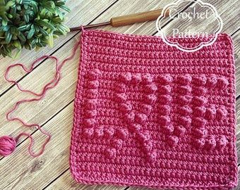 Breast Cancer Awareness LOVE Dishcloth Pattern,  Crochet Dishcloth Pattern, Easy Crochet Pattern, Beginner Crochet Pattern, BCA Month