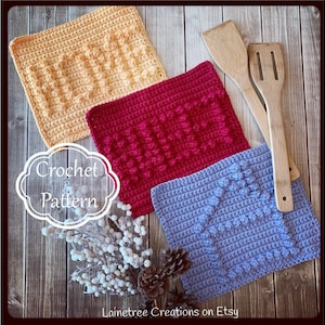 Home, Sweet, & House Dishcloth Patterns,  PDF Instant Download, Crochet Dishcloth Pattern, Easy Crochet Pattern, Beginner Crochet Pattern
