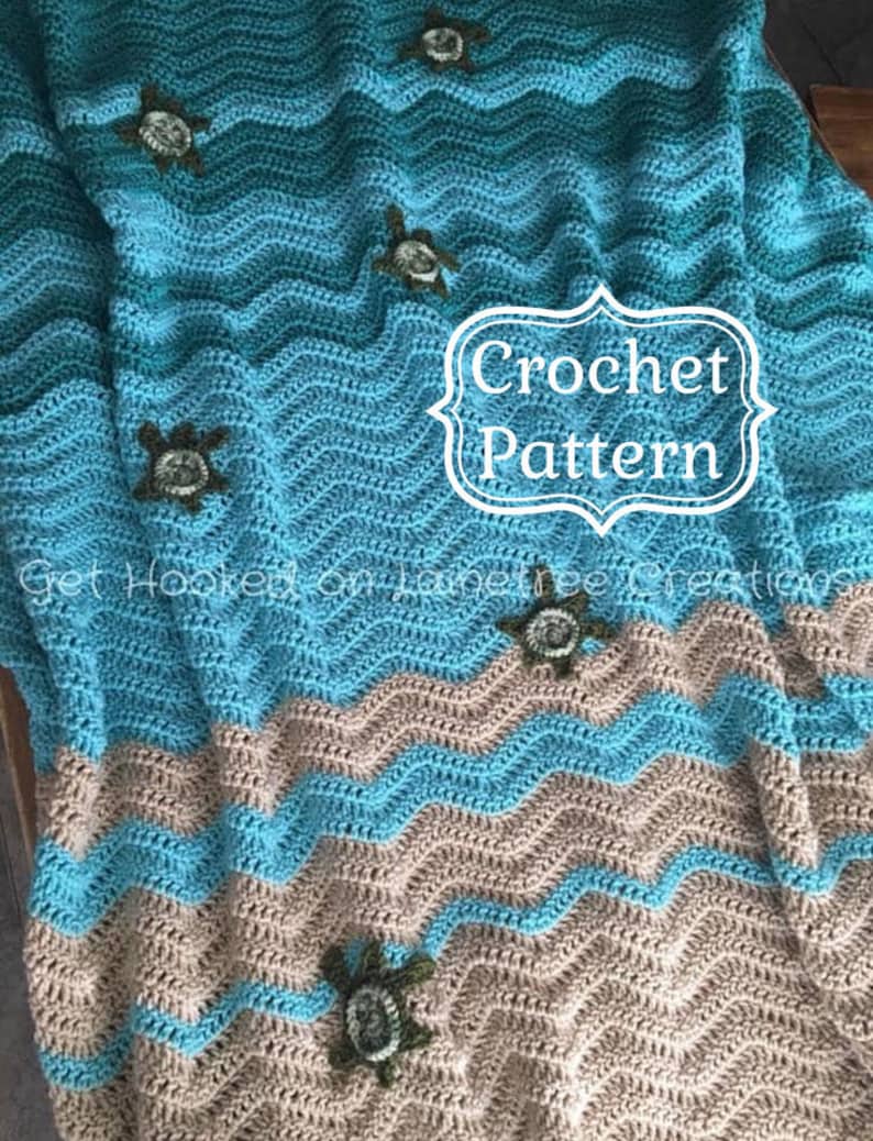 Sea Turtle Blanket, Crochet PATTERN, PDF Digital Download Sea Turtle Afghan Pattern image 1