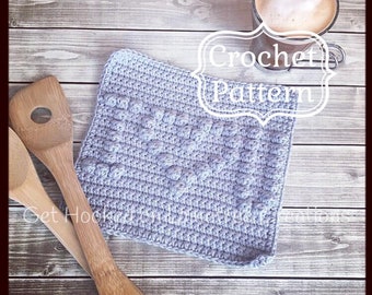 I LOVE YOU Dishcloth Pattern,  PDF Download Crochet Pattern, Easy Crochet Pattern, Beginner Crochet Pattern, Crochet Washcloth Pattern