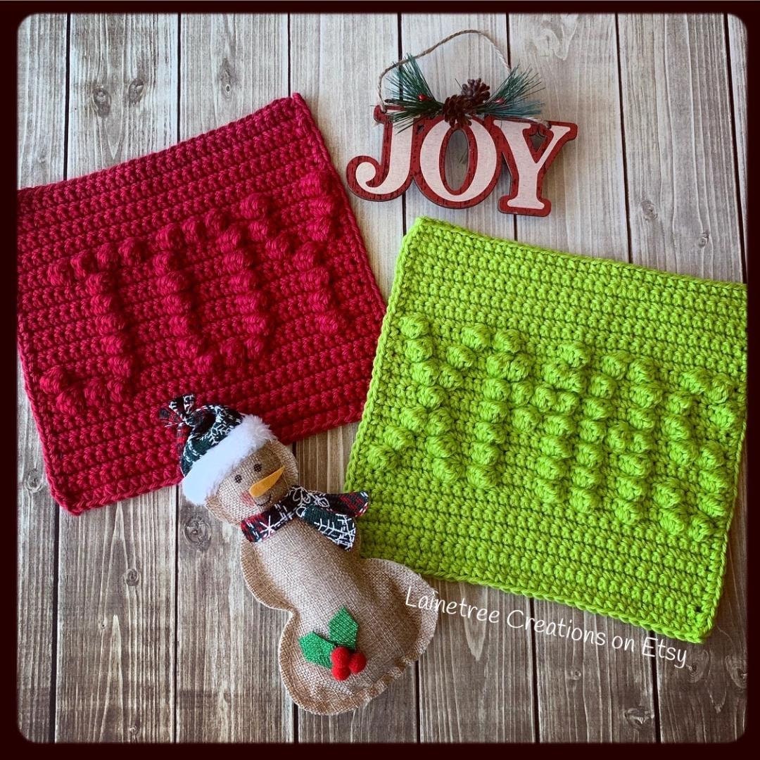 JOY and XMAS Dishcloth Patterns, Crochet Dishcloth Pattern, Easy Crochet  Pattern, Beginner Crochet Pattern, Crochet Christmas Pattern - Etsy, image size:1080x1080