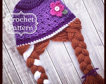 Princess Anna inspired Crochet Hat PATTERN, PDF Digital Download, Anna Hat