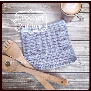 LOVE Dishcloth Pattern,  PDF Download Crochet Pattern, Easy Crochet Pattern, Beginner Crochet Pattern, Crochet Washcloth Pattern