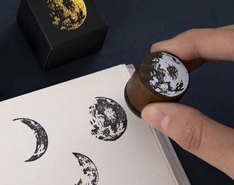 Moon Phase Stamp | Wooden Stamp | Block Stamp | Luna Cycle | Stamp for Journal, Arts and Crafts