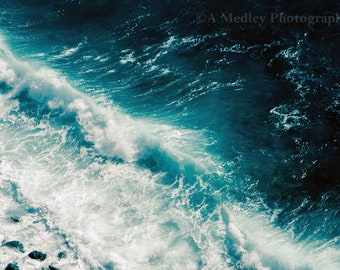 Turquoise Waters, ocean wave photograph blue waters landscape wall art