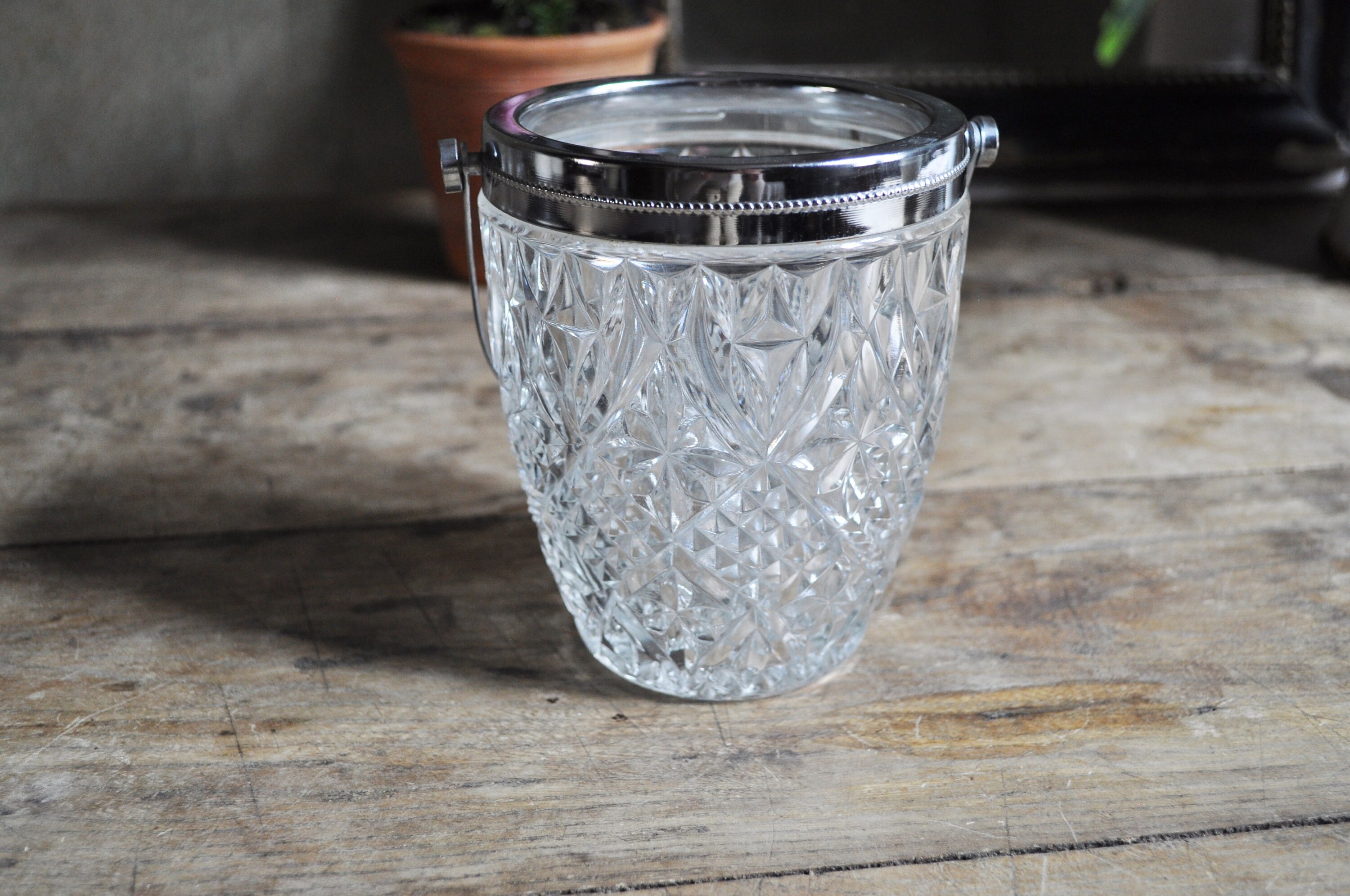 Vintage French Ice cubes bucket Clear glass / Candle holder / Etsy