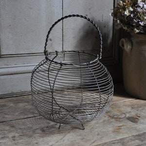 Vintage French wire Basket / Authentic Metal Eggs basket