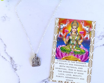 Sterling Silver Lakshmi pendant necklace-silver Lakshmi-silver goddess necklace-hindu goddess jewelry-Lakshmi goddess necklace-yoga jewelry-