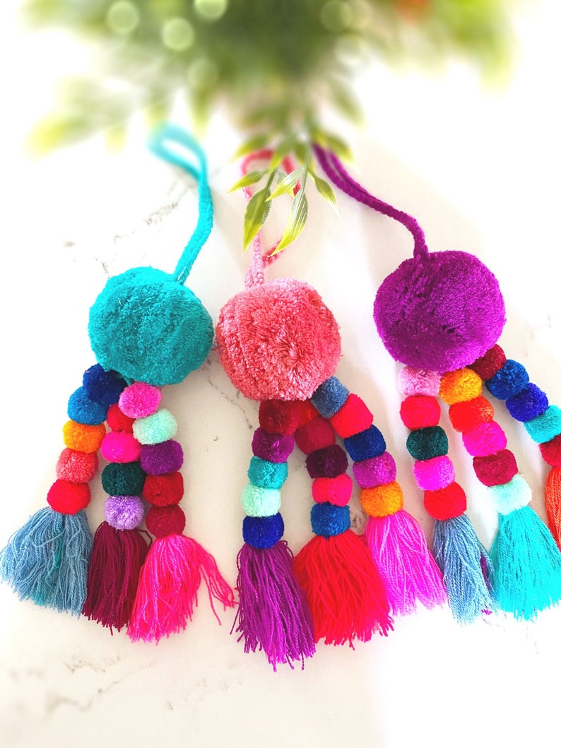 Beautiful colorful pom pomsGuatemala keychainsbag Etsy