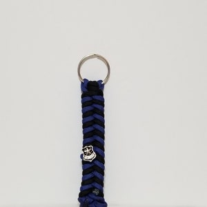 Thin Blue Line with Badge Charm Paracord Keychain
