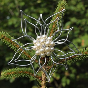 Silver Christmas Tree Topper: Small Handmade Lightweight Holiday Xmas Treetopper Ornament
