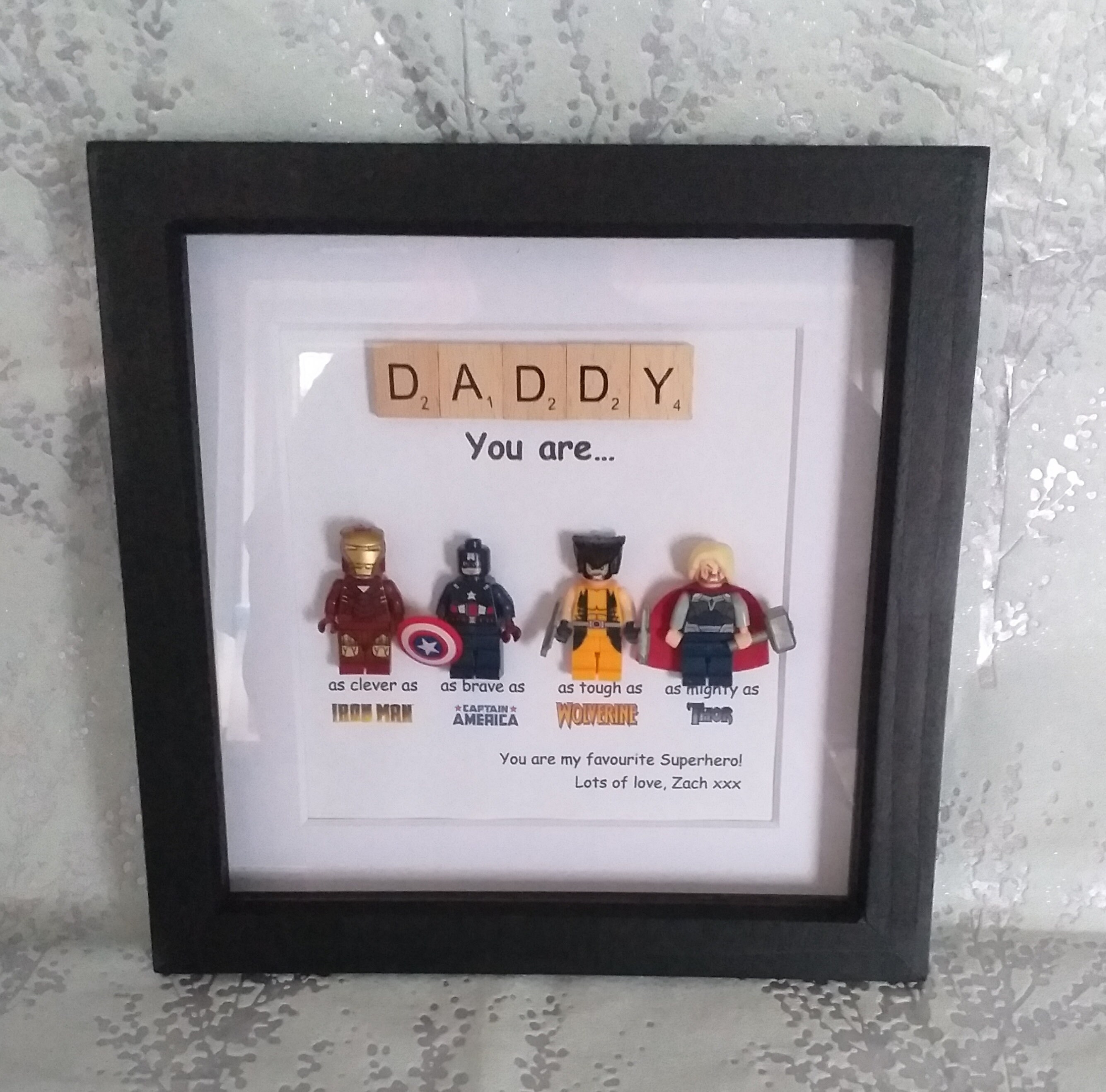 Father's Day Personalised Scrabble Lego Superhero Frame 2 Etsy