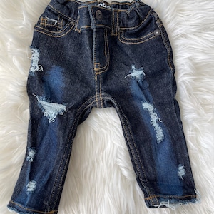 RTS size 6m hand-distressed Skinny Jeans - unisex style kids distressed jeans
