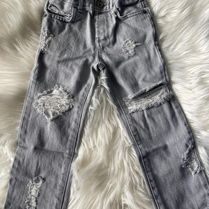 RTS size 3t grey hand-distressed Skinny Jeans - unisex style kids distressed jeans