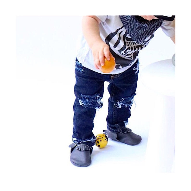 Jane / John Jeans baby , toddler , kids Unisex hand distressed Skinnies Sizes 6m-5t ripped jeans , boys / girls jeans , cool jeans image 1