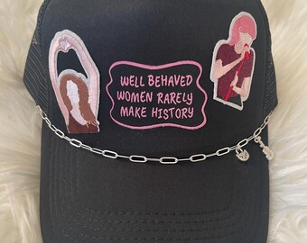 Taylor Swift Custom trucker hat with chain and patches - black - adult size