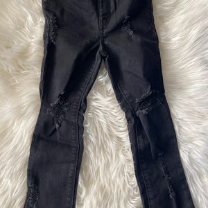 RTS size 5t black hand-distressed Skinny Jeans - unisex style kids distressed jeans