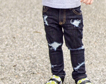 Taylor Jeans - baby , toddler , kids - Unisex skinny hand - distressed jeans (Sizes 6m-5t) girls & boys denim , ripped skinnies