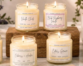 4oz Soy Wax Candle | Hand-Poured, Choose Your Scent, Mini, Try Me Size, Party Favor
