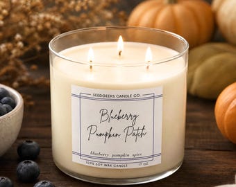 Blueberry Pumpkin Patch Soy Wax Candle | 3 Wick, Fall, Cozy, Bakery, Berry, Brown Sugar, Hand-Poured