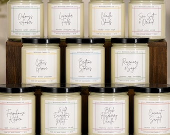 Soy Wax Candle | 8 oz Hand-Poured Botanical Candle, Choose Your Scent, Seasonal Fragrances, Gift