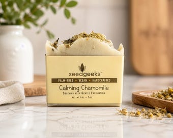 Calming Chamomile Soap - Handmade Cold Process, Sensitive Skin, Natural Exfoliating, Moisturizing, Floral