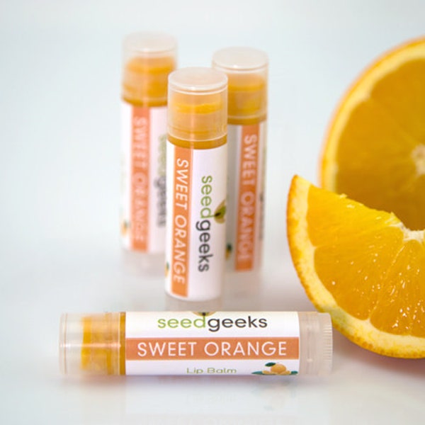 Sweet Orange  Lip Balm - Natural Lip Balm, Chapstick, Lip Gloss, Flavored Lip Balm, Beeswax Lip Balm, Organic Lip Balm