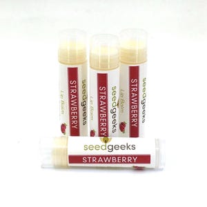 Strawberry  Lip Balm - Natural Chapstick, Lip Gloss, Flavored, Beeswax, Organic