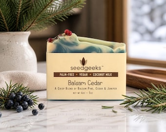 Balsam Cedar Soap – Handcrafted, All Natural, Vegan, Shea, Coconut Milk, Cedar Leaf, Juniper Berries