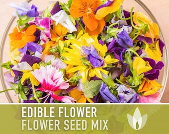 Edible Flower Heirloom Seed Mix - Seed Packets, Flower Seeds, Herb Seeds, Non GMO, Open Pollinated