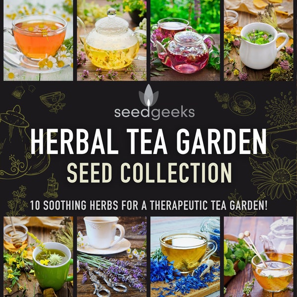 Herbal Tea Garden Seed Collection - 10 Soothing Herbs For Growing A Therapeutic Tea Garden, Heirloom Seeds, Stocking Stuffer, Non-GMO